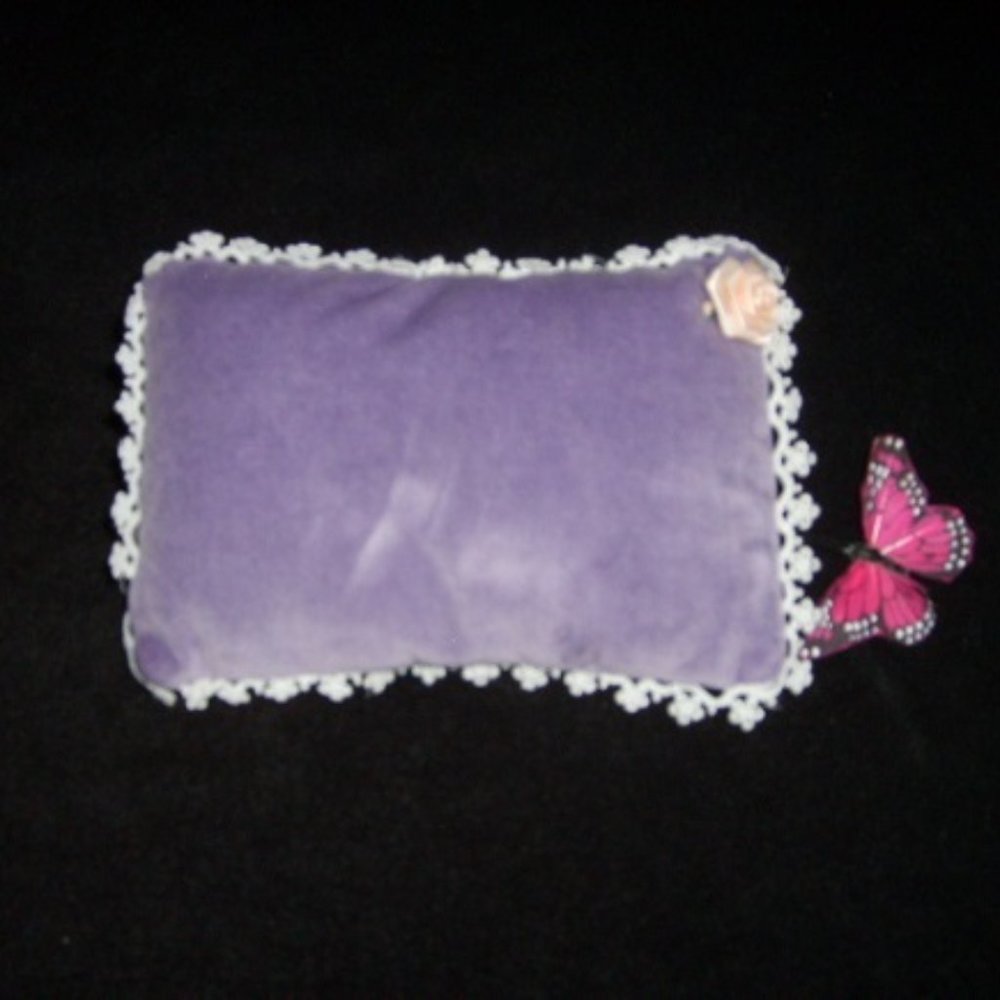 Sachet Lilac Velvet Fabric Vintage Lace Handmade